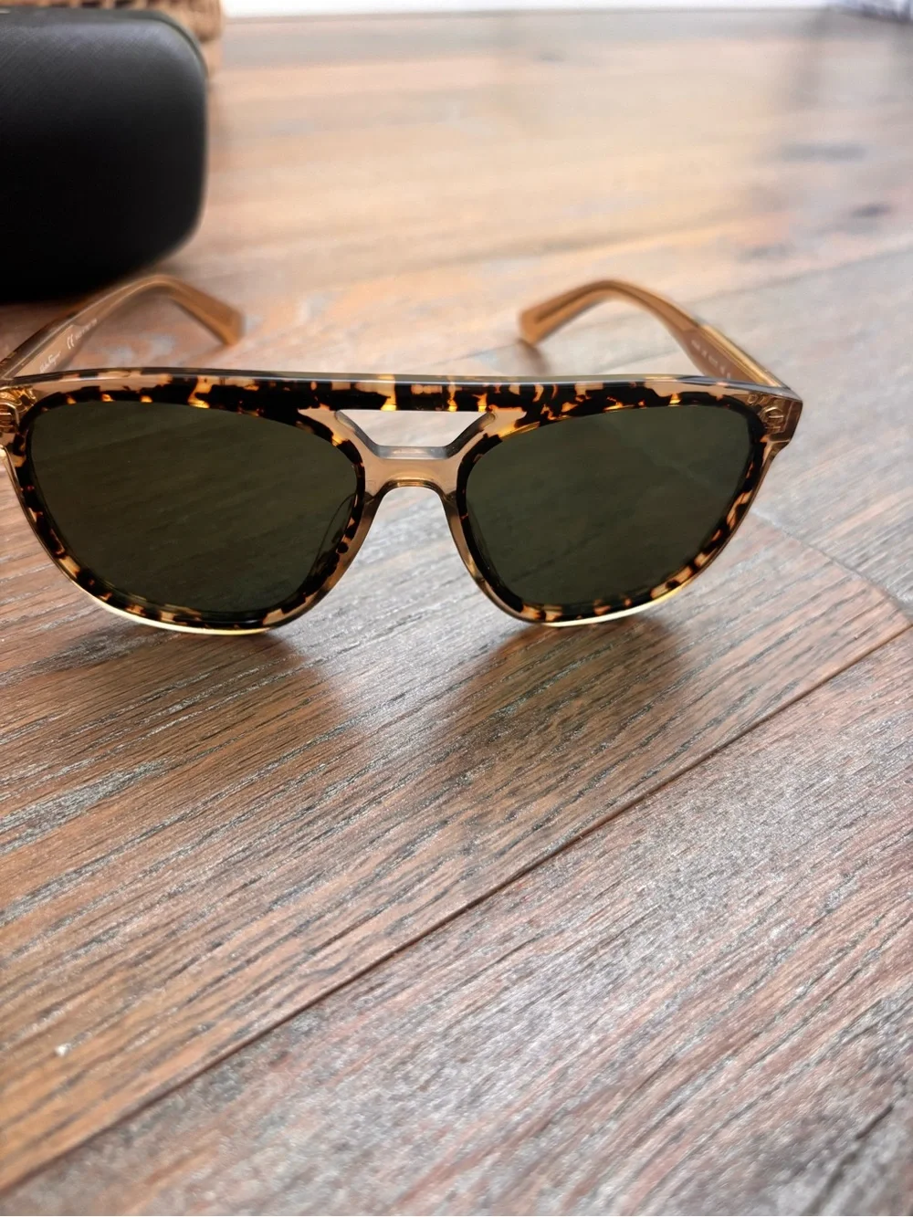 Salvatore Ferragamo Tortoiseshell Frame Sunglasses with Green Lenses